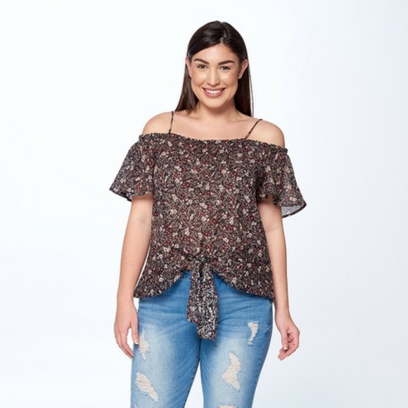 Floral Off Shoulder Plus Size Top - Picture 2 of 5
